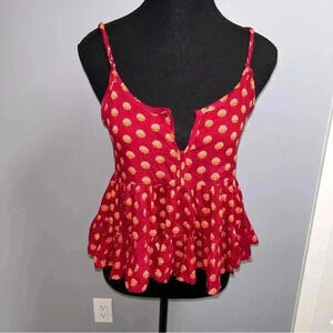 Patrons of Peace Red and Yellow Floral Tank Top